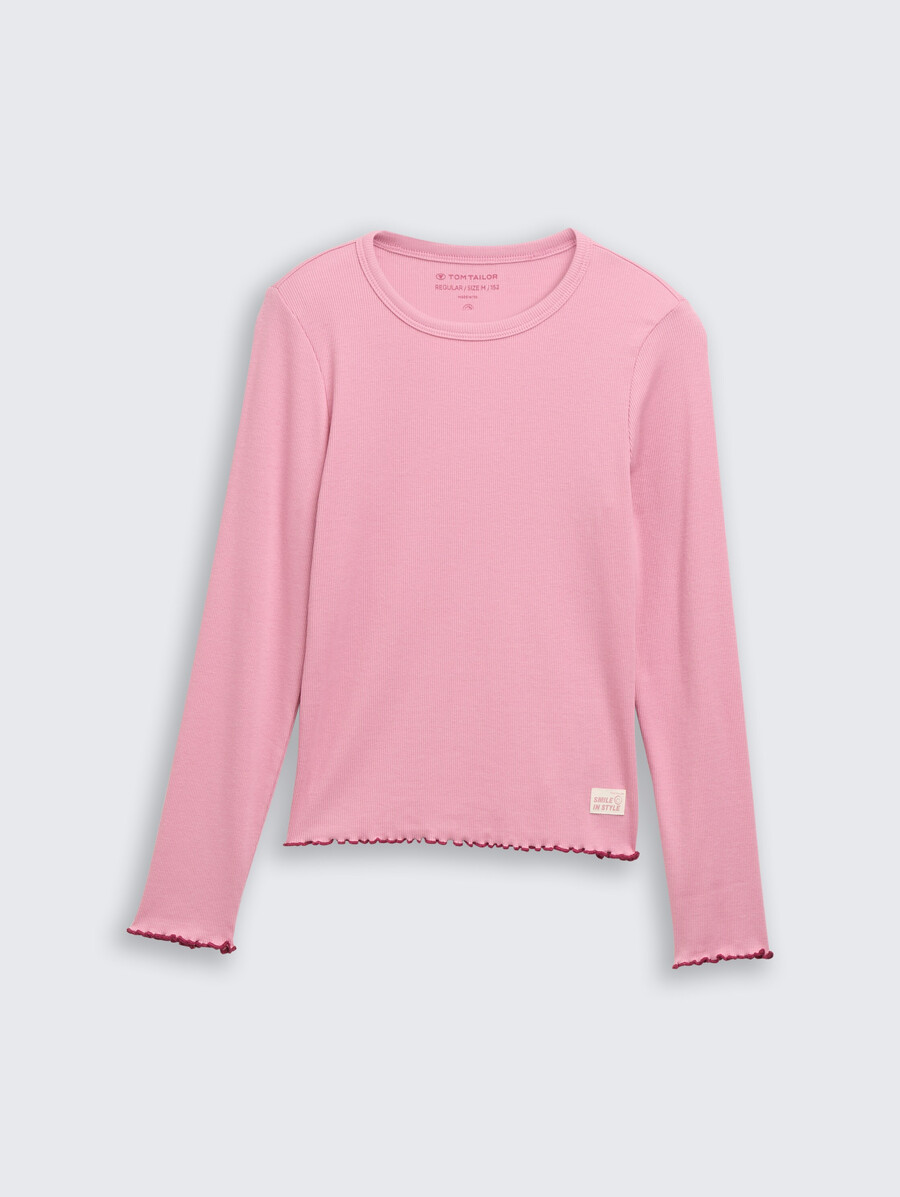 camisa básica de canalé de manga larga