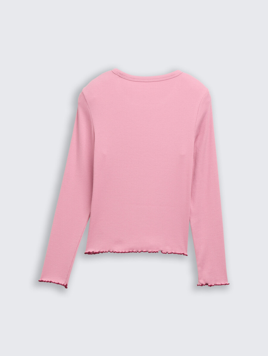camisa básica de canalé de manga larga