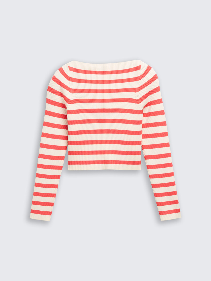 jersey corto de canalé con estampado de rayas