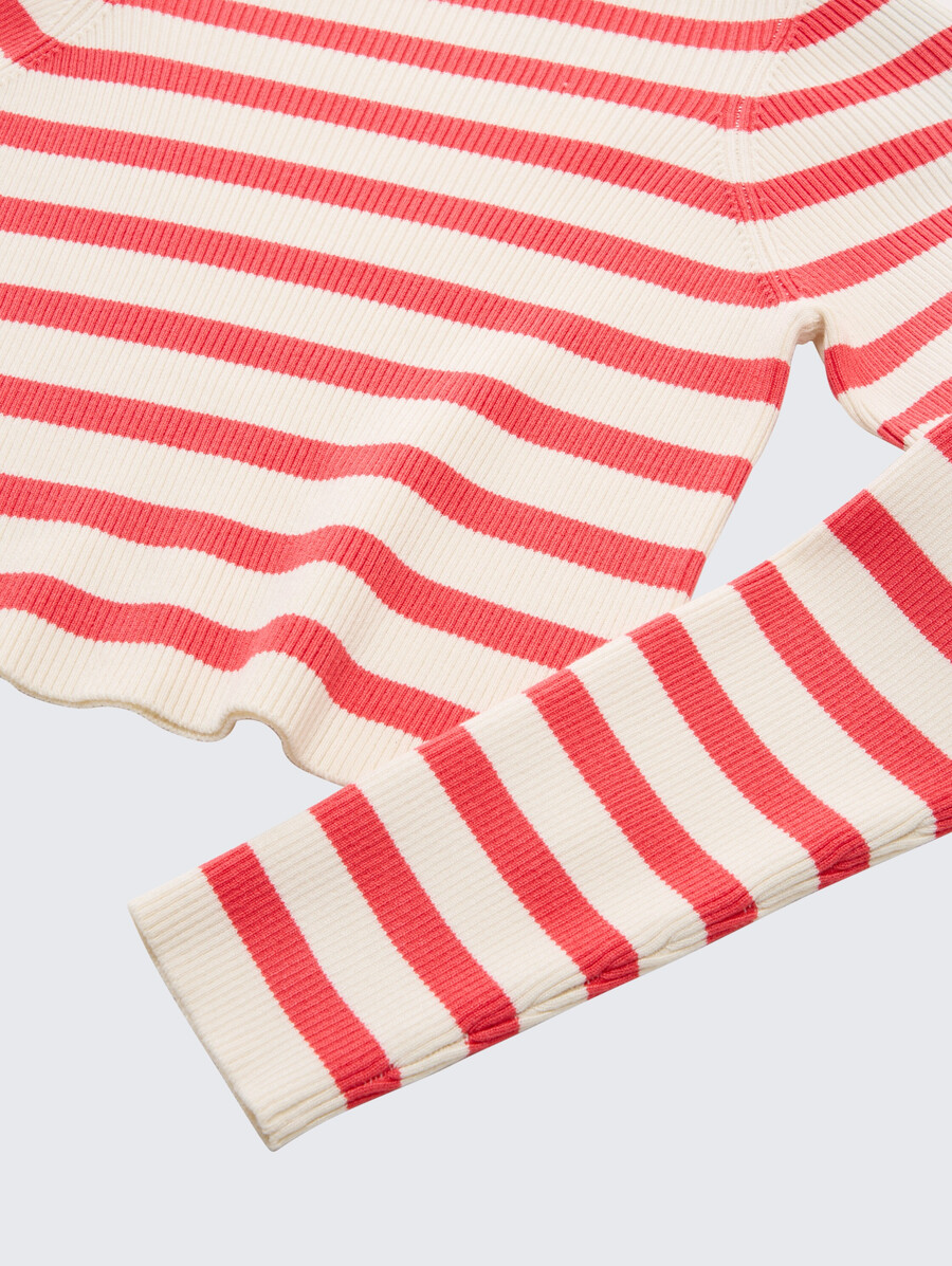 jersey corto de canalé con estampado de rayas