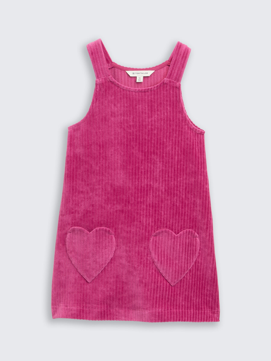 mini vestido de pana con bolsillos de corazón