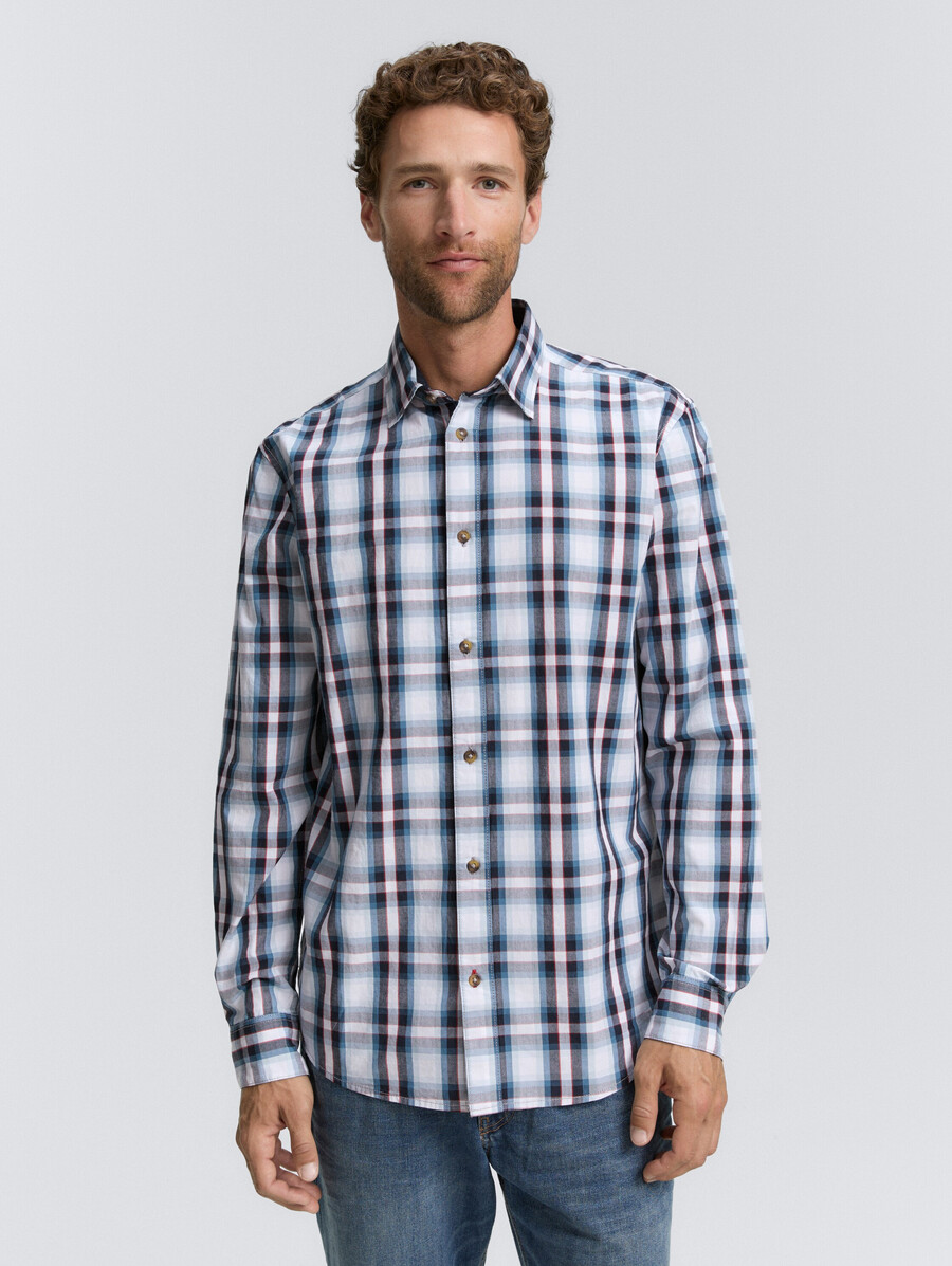 camisa de corte regular con estampado de cuadros