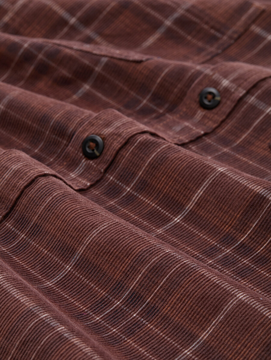 camisa de pana de corte regular con estampado de cuadros