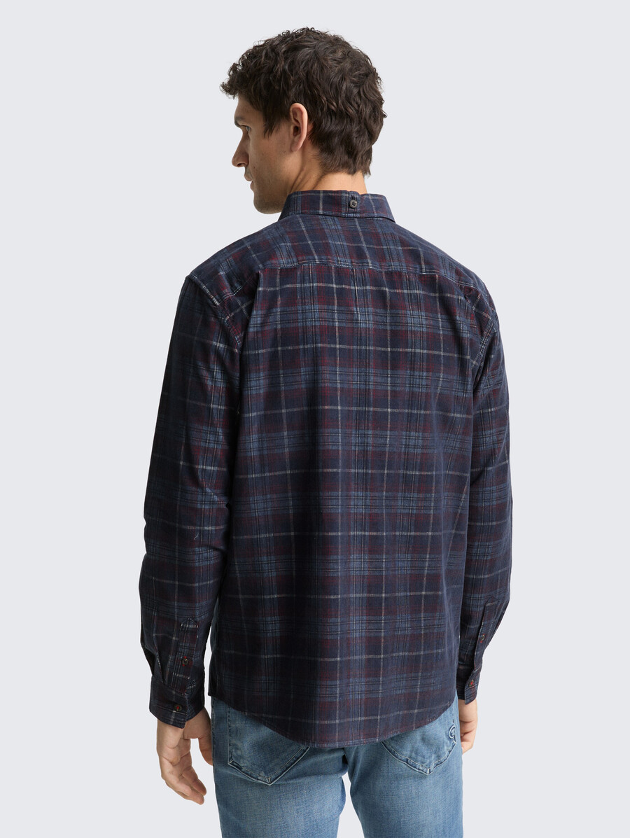 camisa de pana de corte regular con estampado de cuadros