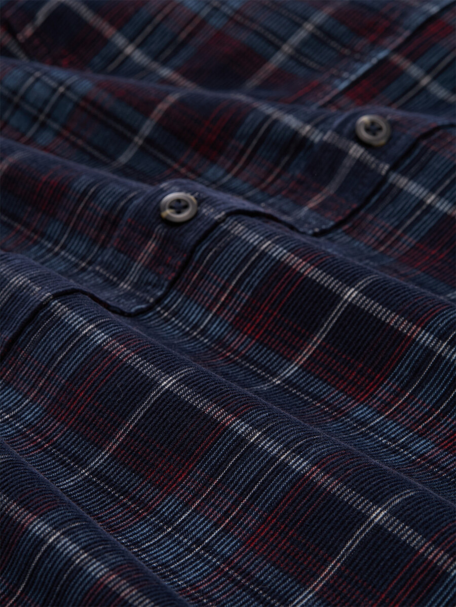 camisa de pana de corte regular con estampado de cuadros