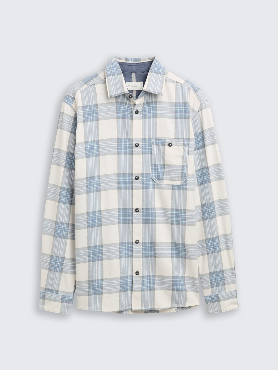camisa de corte cómodo con estampado de cuadros