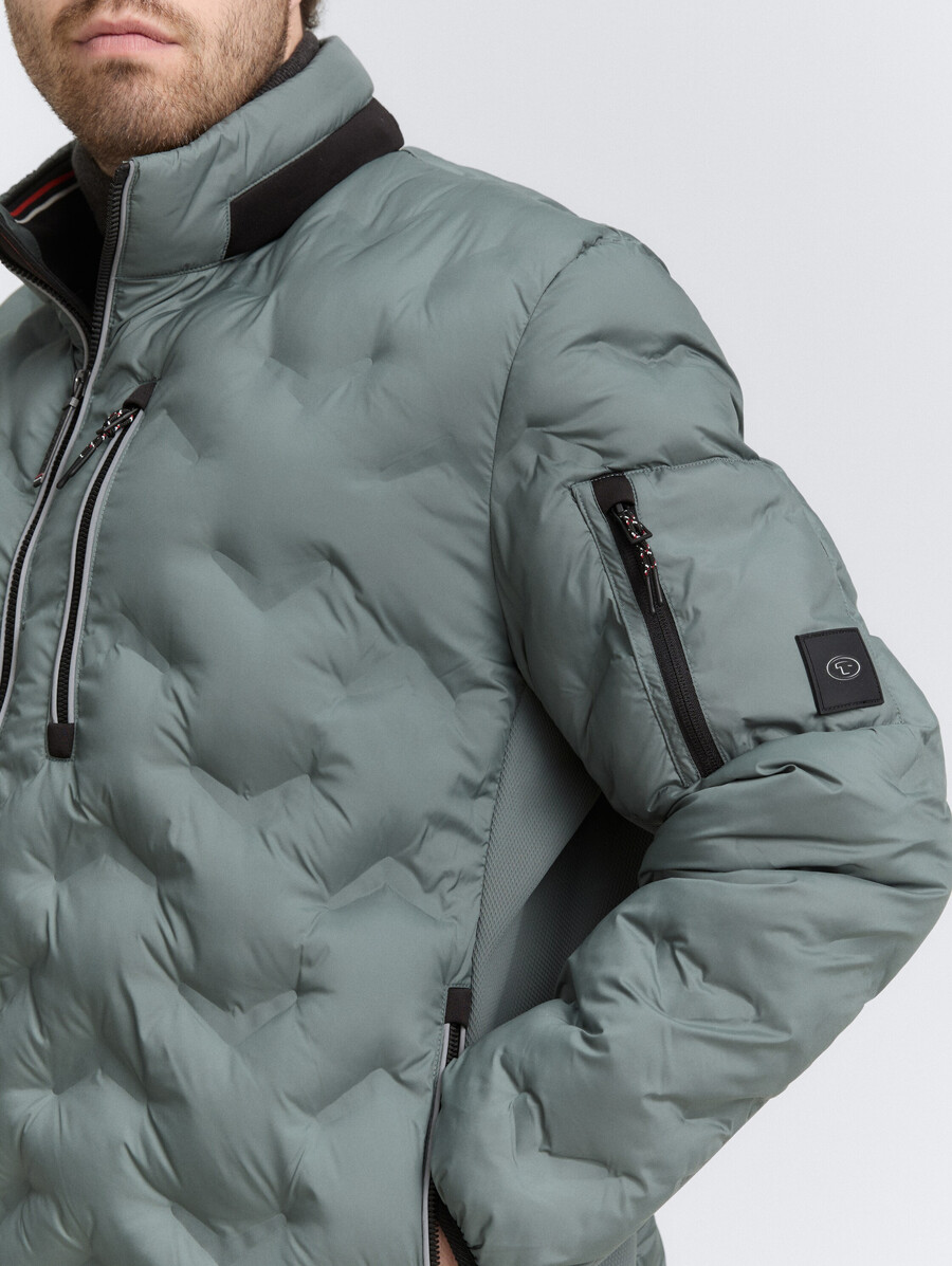 talla grande chaqueta acolchada ligera híbrida con capucha plegable