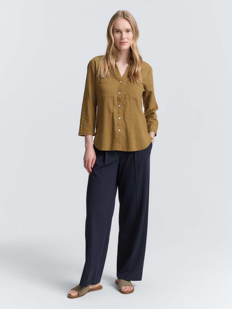 blusa camisera con contenido de lino