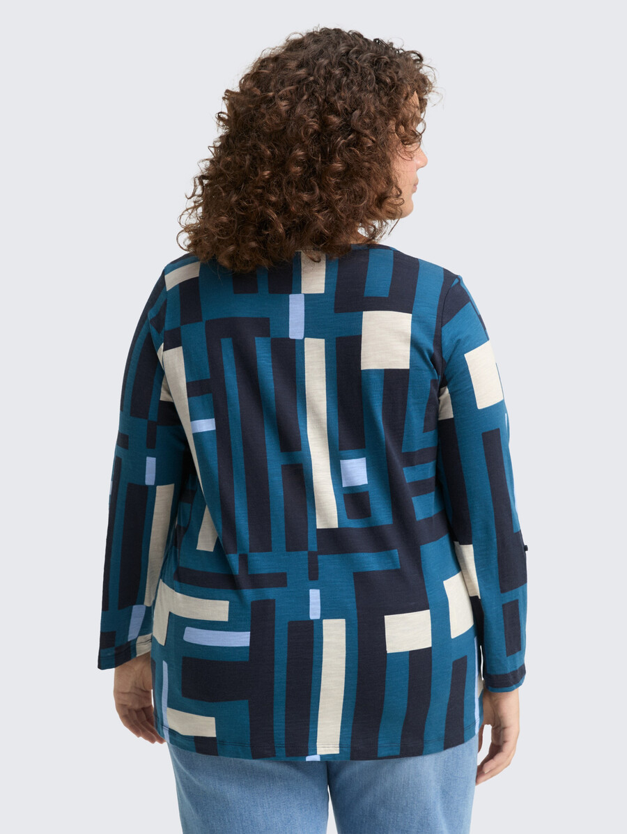 talla grande - camisa tipo blusa henley con estampado